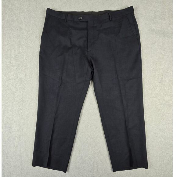 Pronto Uomo Pants Mens Size 42x27 Navy Blue 100% Wool Platinum Dress Pants - Picture 1 of 11